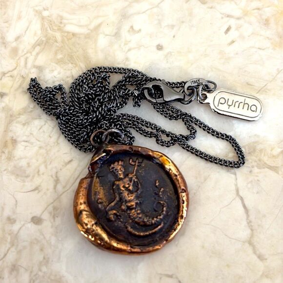 NEW Pyrrha “Neptune” Talisman Rare Retired Bronze & Sterling Silver - Picture 5 of 11